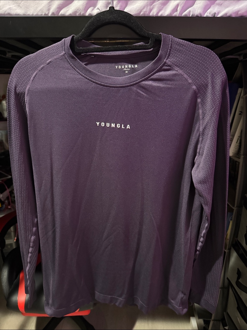 YoungLA Men's Long Sleeve Performance Top in Deep Purple